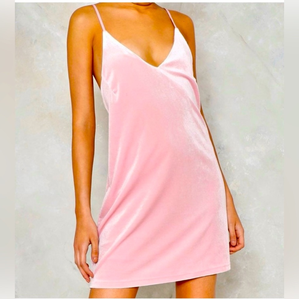 Nastygal pink velvet dress